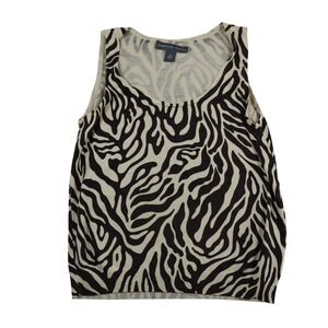 Josephine Chaus Tank Top Women's Medium Zebra Print Silk Sleeveless Modern Work